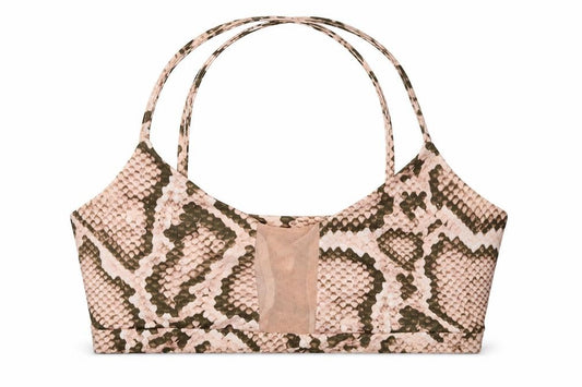 Front view of PRETTYLITTLETHING women’s beige animal print cropped tank, size UK 6
