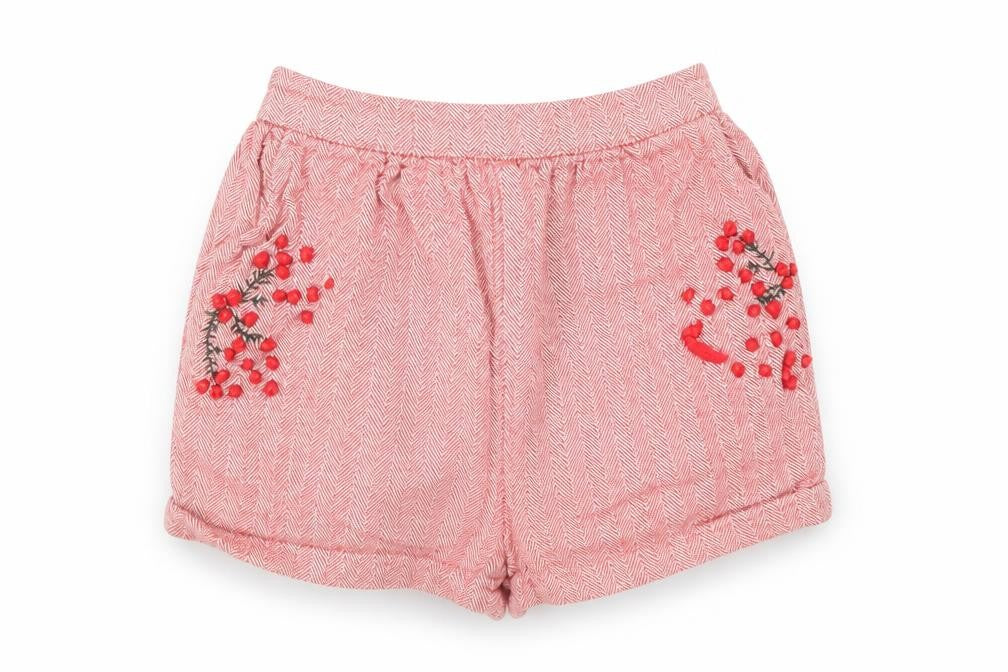 Front view of Next Baby Red Herringbone Cropped Trousers, size 3-6, Months - Shorts