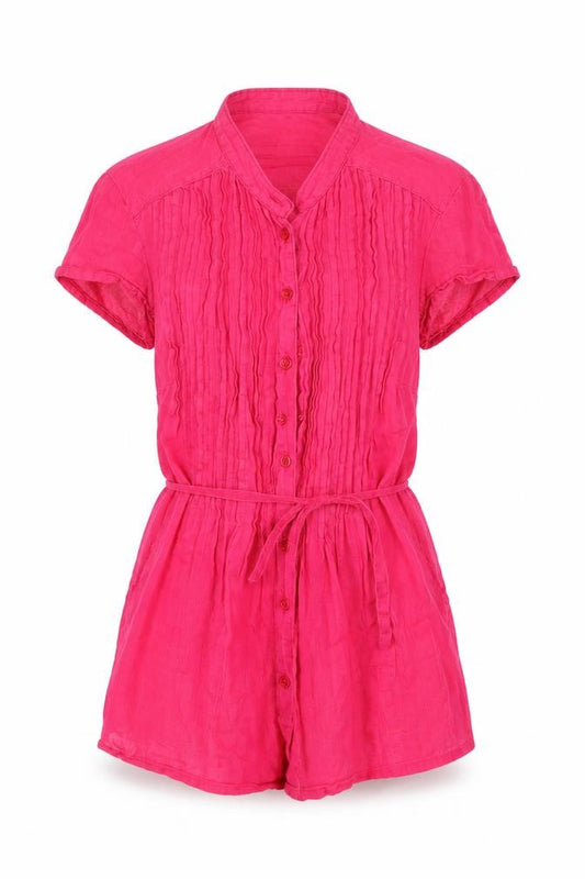 Front view of H&M women’s pink basic button-up, size UK 4