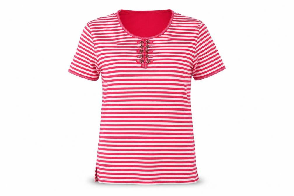patamour Womens Red Striped  Basic T-Shirt Size S