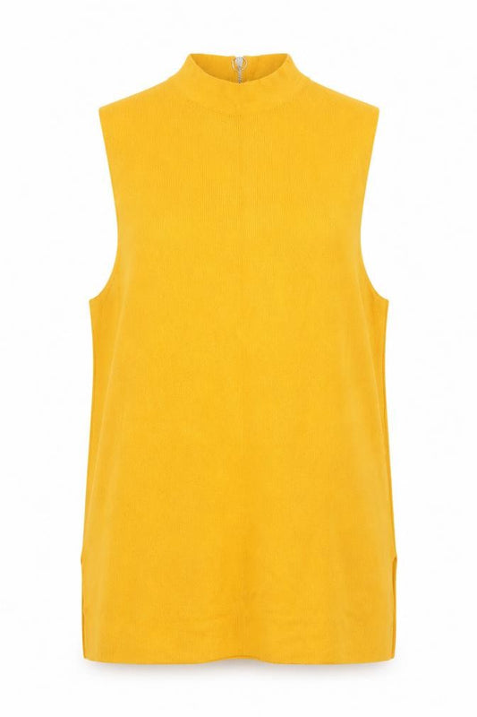 Front view of ASOS women’s yellow jumper, size UK 8