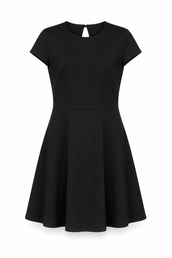 Front view of Love Label women’s black fit & flare, size UK 10