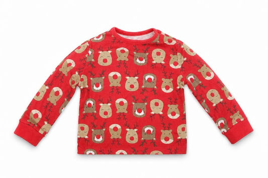 Front view of George Baby Red Solid Pyjama Top, size 6-9, Months