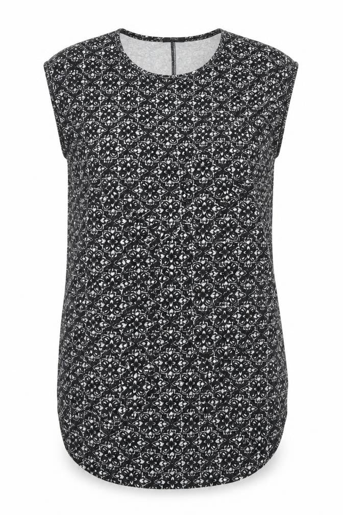 F&F Womens Black Floral  Tunic Blouse Size 6