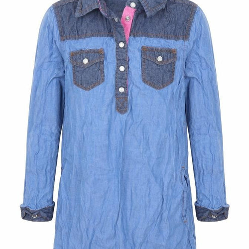 H&M Girls Blue  Denim Tunic Blouse Size 5 Years