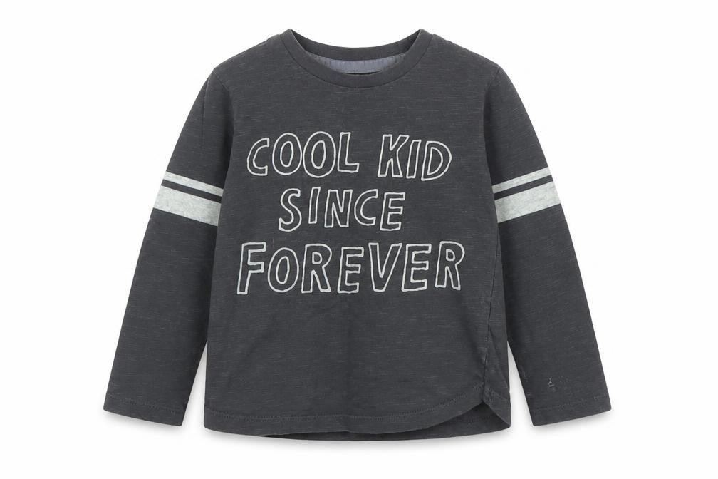 Front view of F&F boys’ grey basic t-shirt, size 12, months