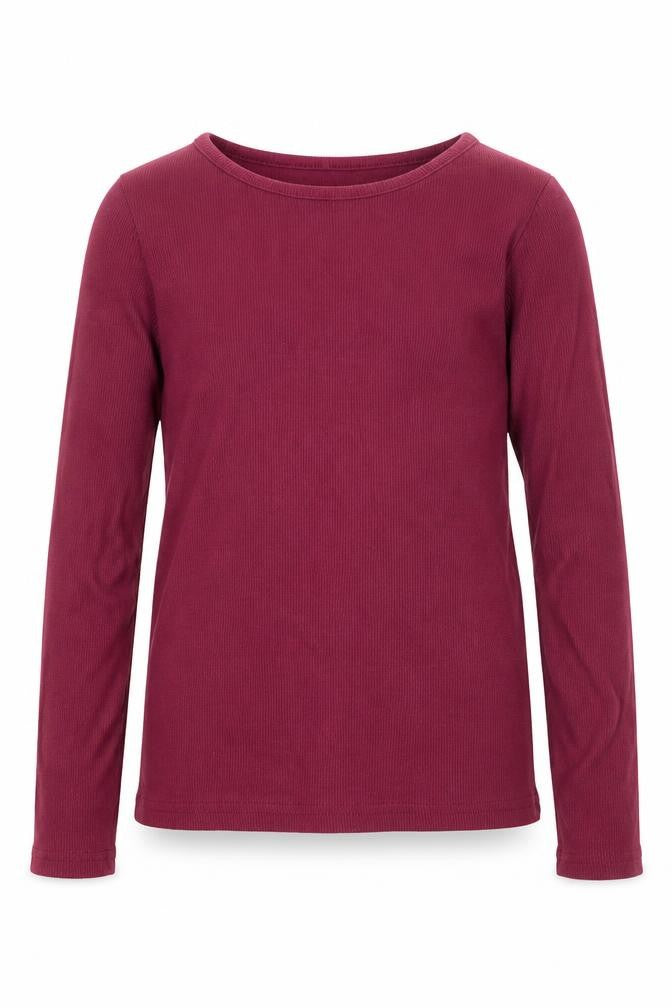 Front view of Nutmeg girls’ purple basic t-shirt, size 7, years