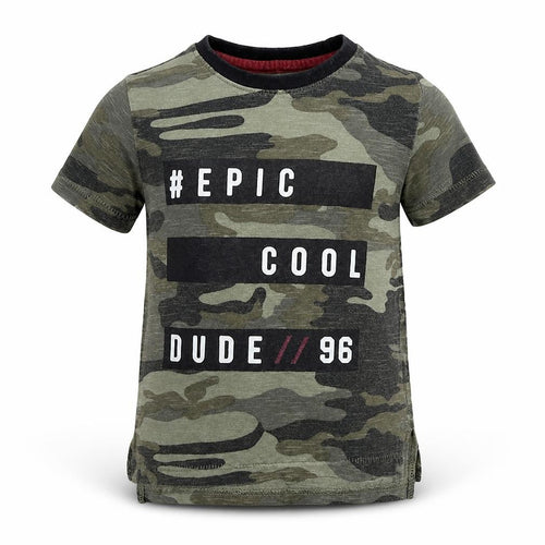 Mini Rebel Baby Green Camouflage  Basic T-Shirt Size 12-18 Months  - #Epic Cool Dude