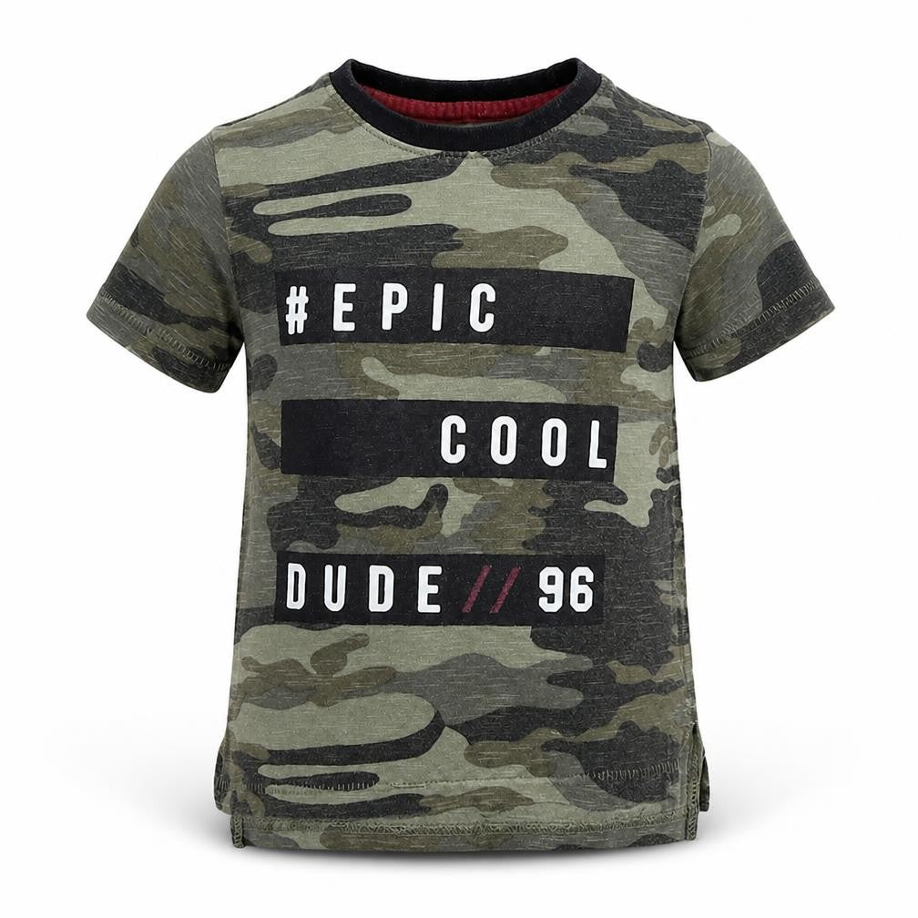 Mini Rebel Baby Green Camouflage  Basic T-Shirt Size 12-18 Months  - #Epic Cool Dude