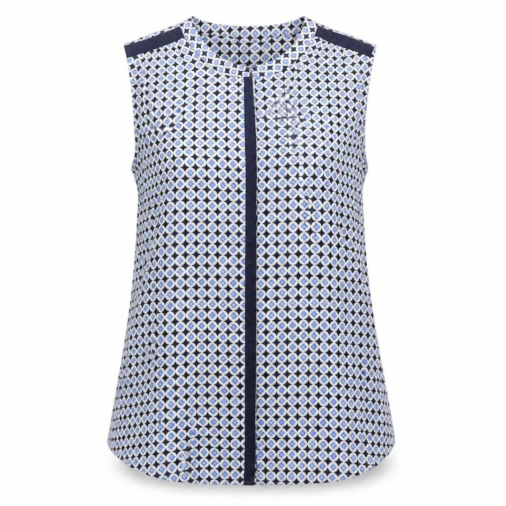HELENE FICHER  Womens Blue Geometric  Basic Button-Up Size 8