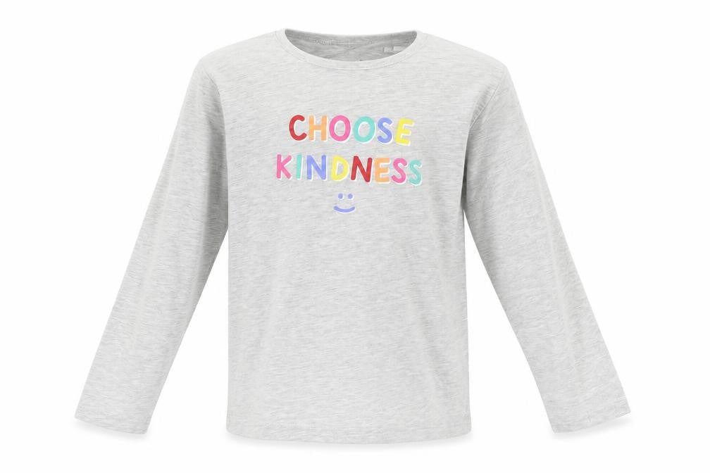 Front view of Primark girls’ grey basic t-shirt, size 5-6, years