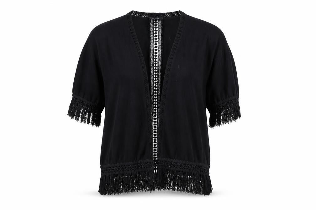 Front view of Atmosphere women’s black cardigan jumper, size UK 14
