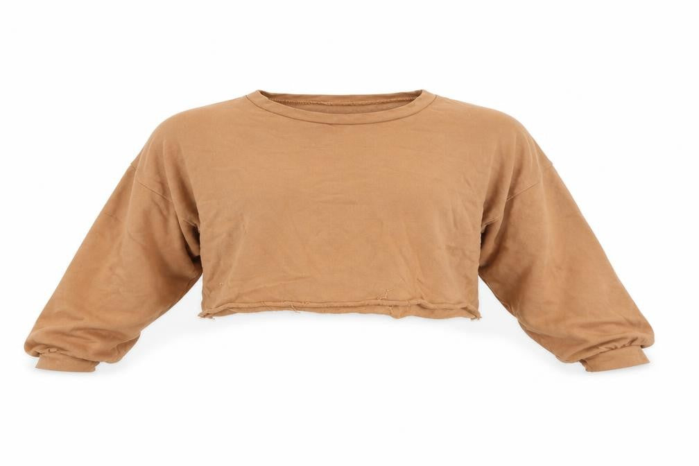 Front view of PRETTYLITTLETHING women’s brown jumper, size UK 8