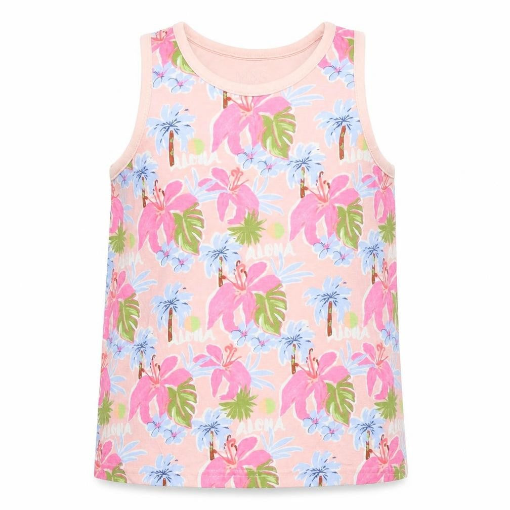 Front view of Marks & Spencer girls’ pink basic tank, size 9-10, years