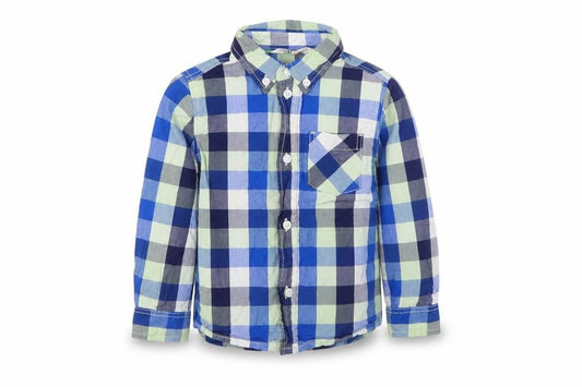 Front view of H&M Baby Multicoloured Check Basic Button-Up, size 12-18, Months
