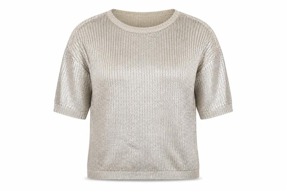 Front view of Internacionale women’s gold jumper, size UK 12