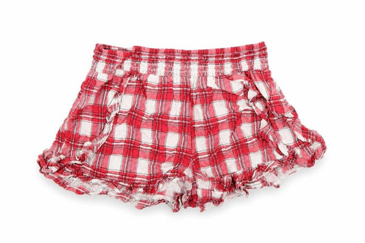 Front view of Next girls’ multicoloured check cut-off shorts, size 10, years