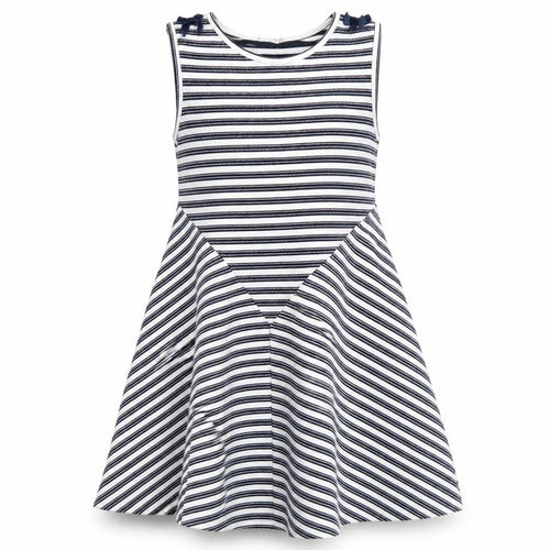 kite & cosmic Girls White Striped  Fit & Flare  Size 8 Years