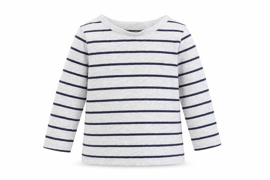 Front view of George Baby Grey Striped Basic T-Shirt, size 12, Months