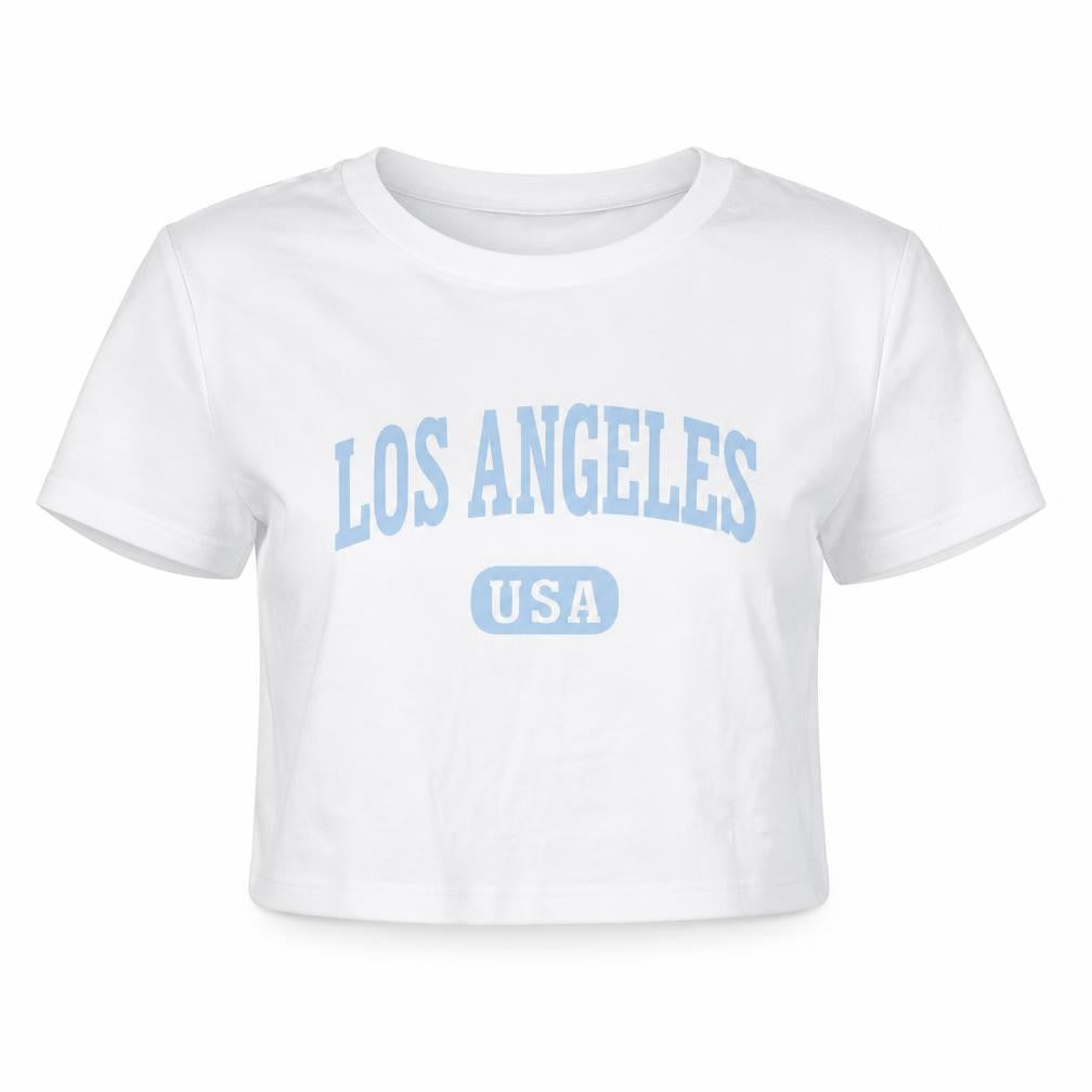 Front view of SHEIN women’s white cropped t-shirt, size S, - usa