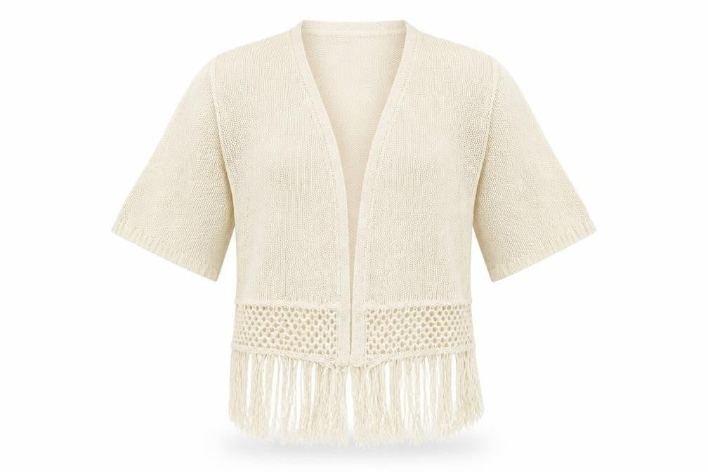 Front view of Atmosphere women’s beige cardigan jumper, size XS