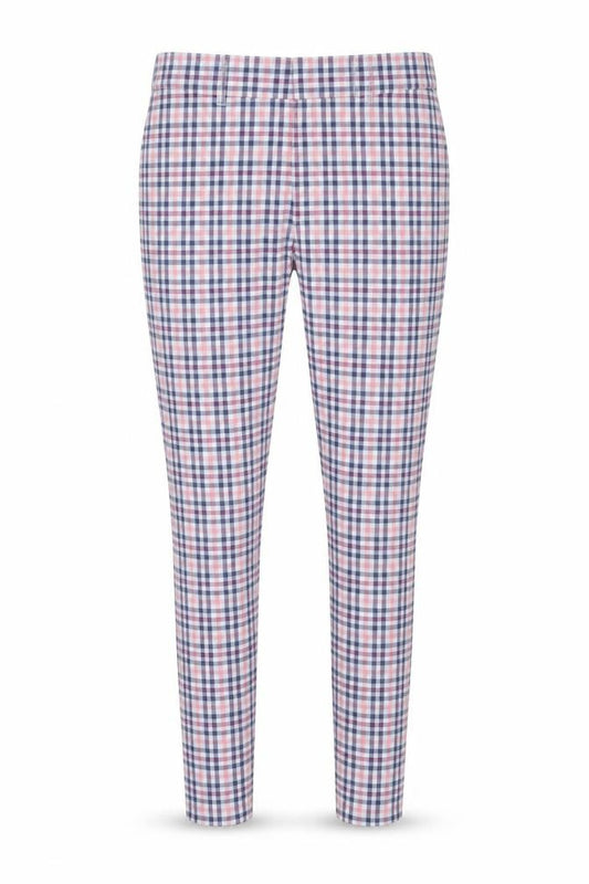 Front view of Gap women’s multicoloured check skinny jeans, size UK 28, in, 23-inch leg