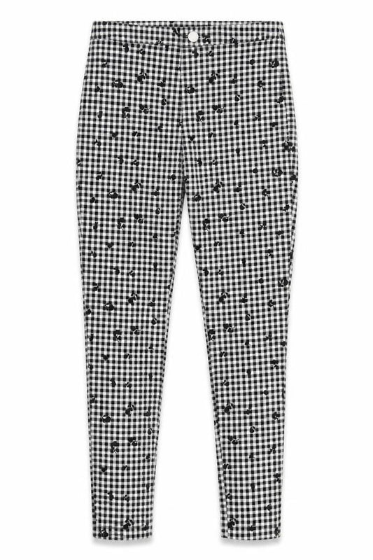 Front view of F&F women’s white check trousers, size UK 12, 25-inch leg