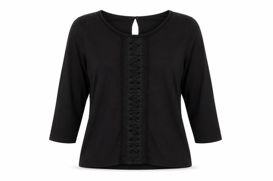 Front view of H&M women’s black basic blouse, size L