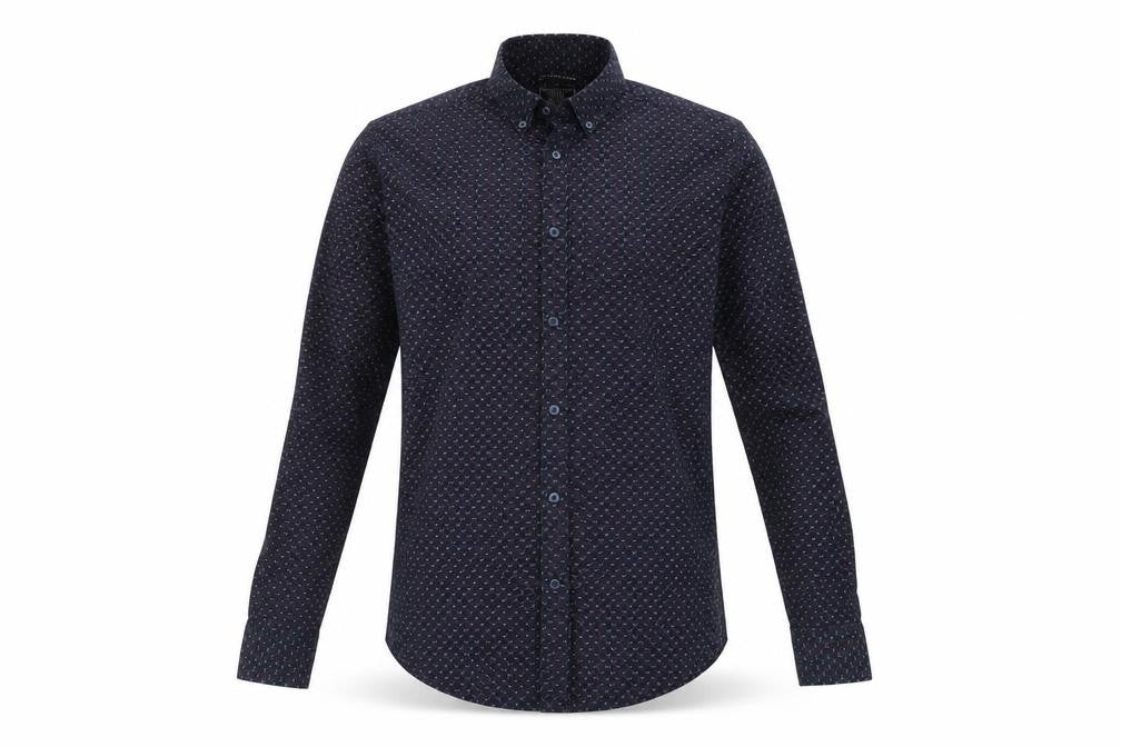 Front view of F&F men’s multicoloured argyle/diamond button-up, size M