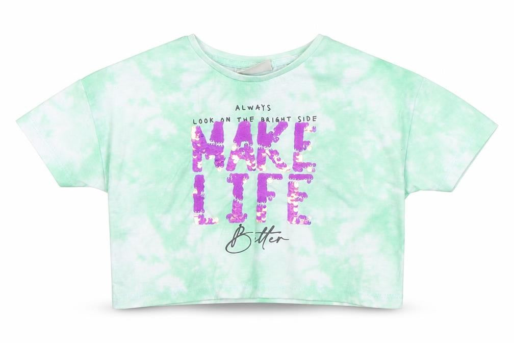 Matalan Girls Green   Cropped T-Shirt Size 6 Years