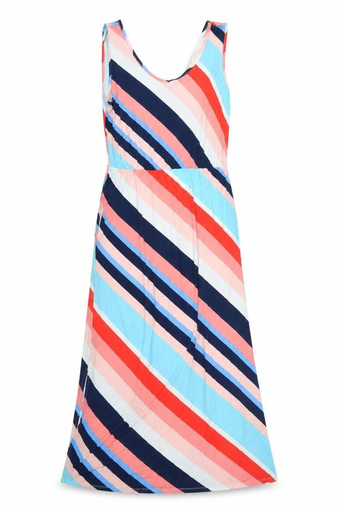 Front view of George women’s multicoloured striped a-line, size M