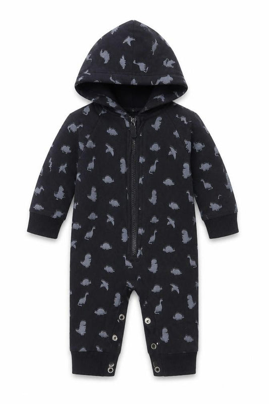 Front view of George boys’ black geometric jacket, size 3-6, months - one piece