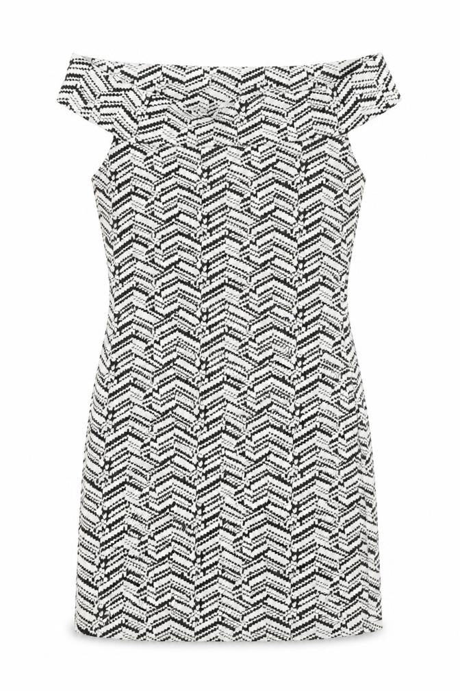 Mango Womens White Herringbone  Bodycon  Size S