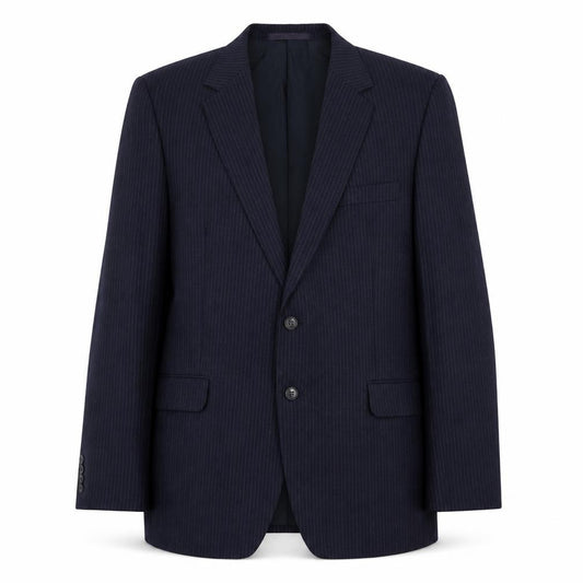 Front view of St Michael men’s blue striped jacket suit jacket, size 42