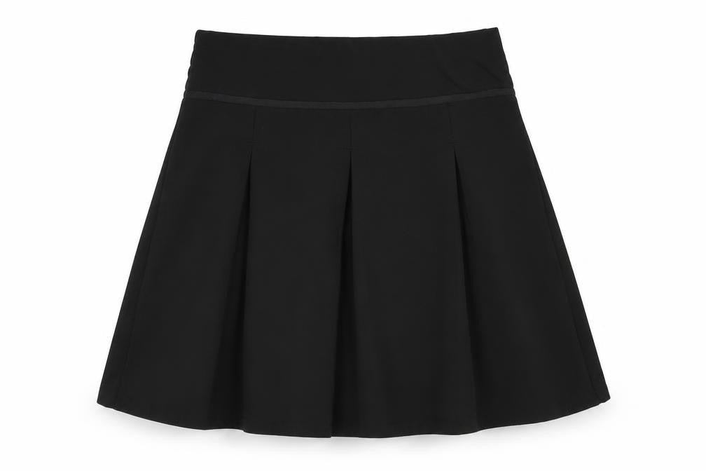 Front view of Tu girls’ black pleated skirt, size 7, years