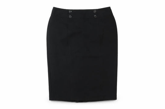 Front view of Marks & Spencer women’s black tulip skirt, size UK 10