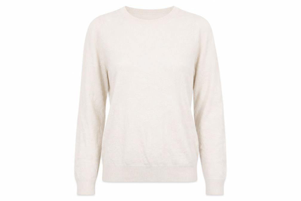 Front view of Next women’s ivory floral jumper, size UK 12