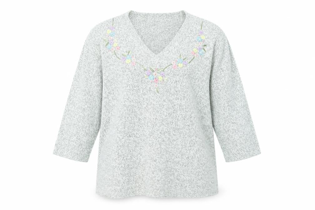 Front view of Damart women’s grey jumper, size UK 10