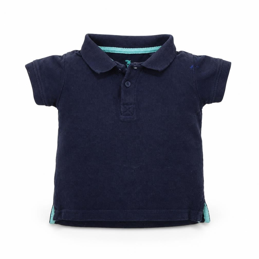Front view of Lupliu boys’ blue jersey basic t-shirt, size 24, months