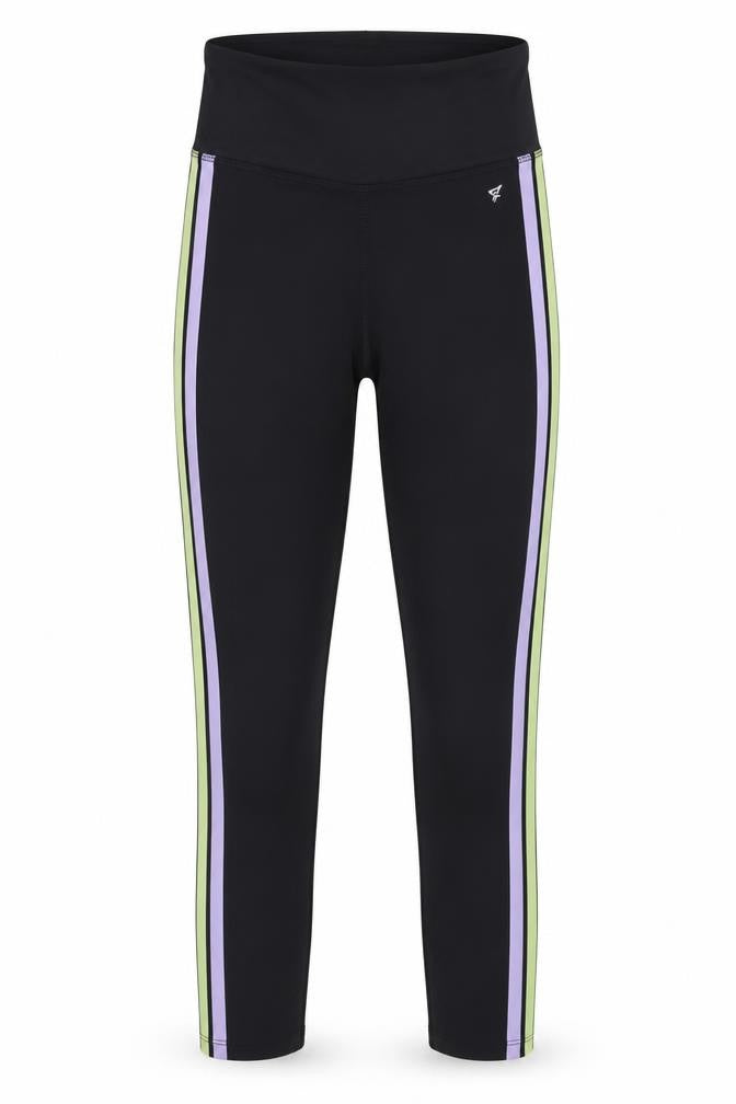 Workout Womens Black Striped Jersey Capri Leggings Size 4 L25 in
