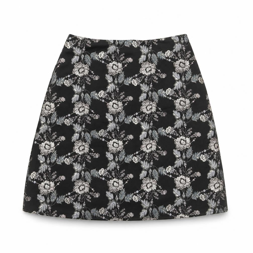 Lipsy Womens Black Floral  A-Line Skirt Size 10