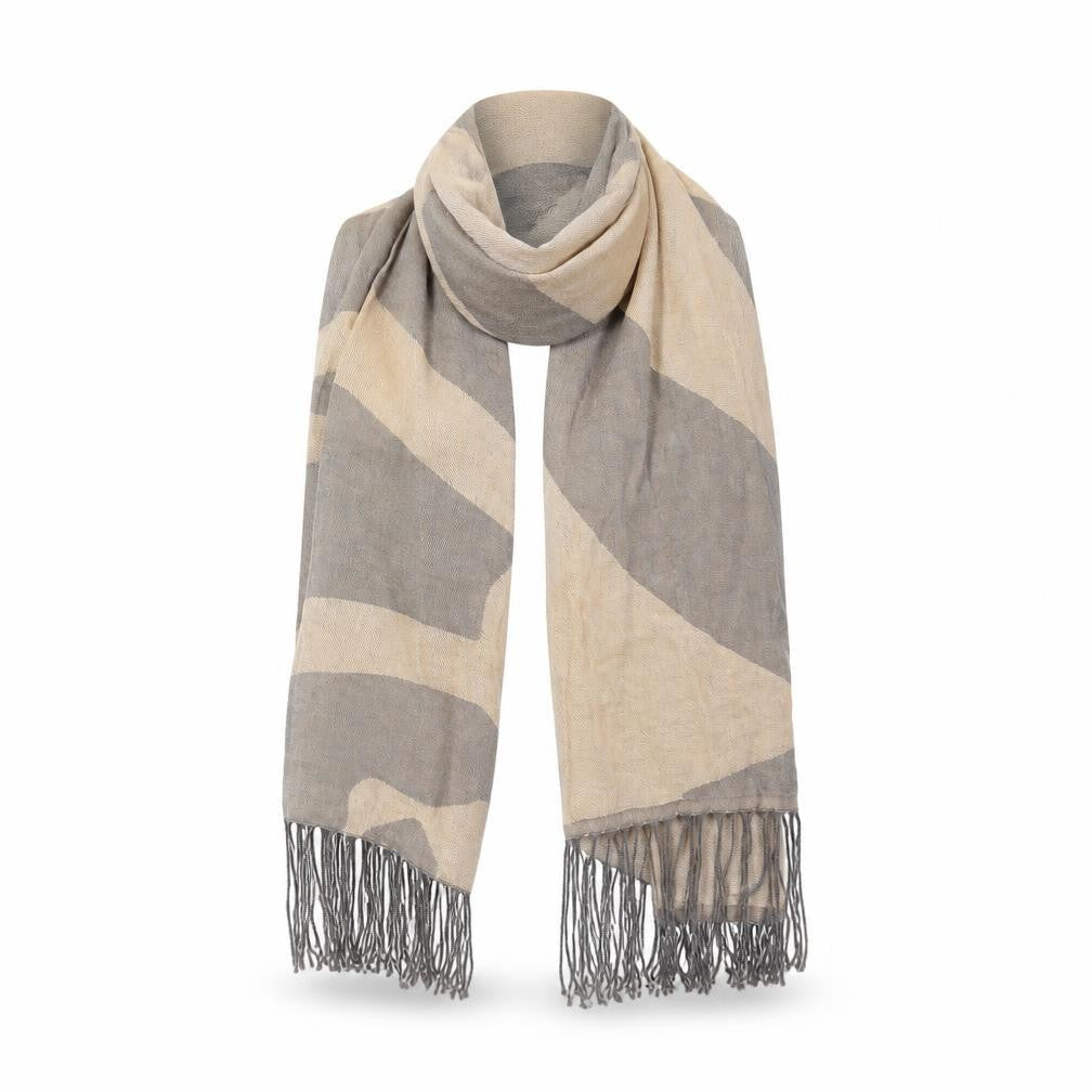 Front view of Preworn women’s beige geometric shawl/wrap