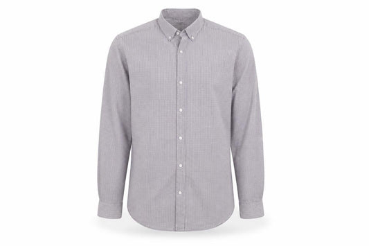 Front view of Debenhams men’s purple geometric dress shirt, size 16