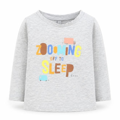 George Baby Grey   Basic T-Shirt Size 12-18 Months  - zooming off to sleep