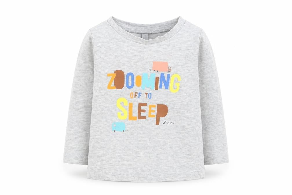 George Baby Grey   Basic T-Shirt Size 12-18 Months  - zooming off to sleep