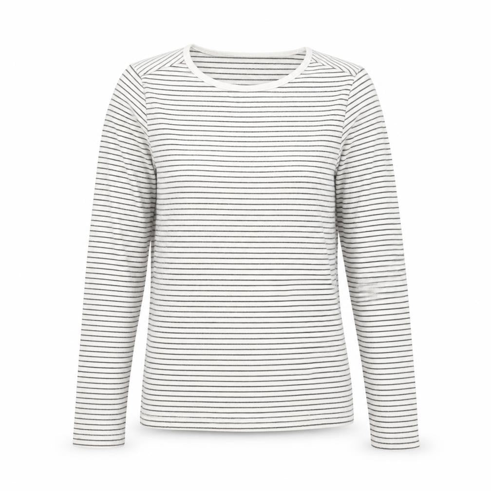 Front view of H&M girls’ white striped basic t-shirt, size 10-11, years
