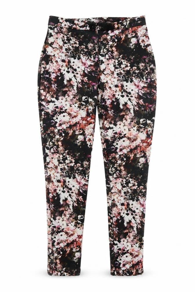 Warehouse Womens Black Floral  Capri Trousers Size 8 L27 in