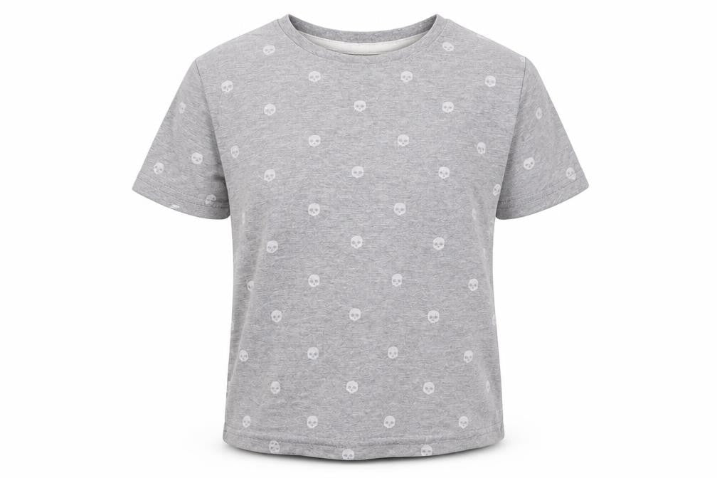 Front view of Primark boys’ grey geometric basic t-shirt, size 9-10, years