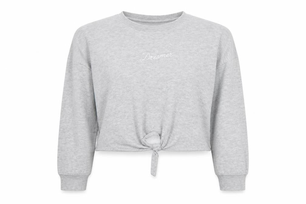 Front view of Primark women’s grey jumper, size UK 12, - cropped