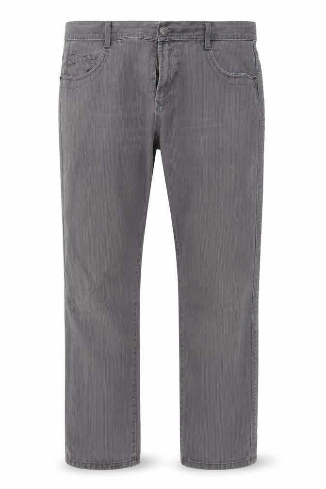 Front view of Mataray men’s grey straight jeans, size 36, in, 28-inch leg